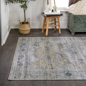 Alanya Ornate Medallion Washable Area Rug
